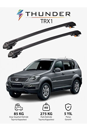 SSANGYONG REXTON 2006-2012 TRX1 Thunder Carrier Kilitli Ara Atkı Taşıyıcı Tavan Barı Siyah