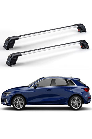 Audi A3 Sportback 2022-2024 TRX2 Thunder Carrier Kilitli Ara Atkı Taşıyıcı Tavan Barı Gri