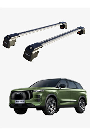 Jaecoo 7 - 2024 - Sonrası TRX2 Thunder Carrier Kilitli Ara Atkı Taşıyıcı Tavan Barı Gri