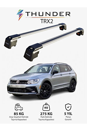 VOLKSWAGEN TIGUAN R-LINE 2020-Sonrası TRX2 Thunder Carrier Kilitli Ara Atkı Taşıyıcı Tavan Barı Gri