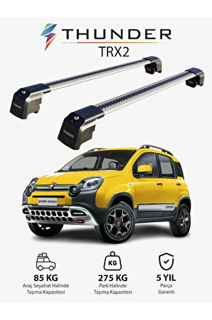 FIAT PANDA CROSS  2011-Sonrası TRX2 Thunder Carrier Kilitli Ara Atkı Taşıyıcı Tavan Barı Gri