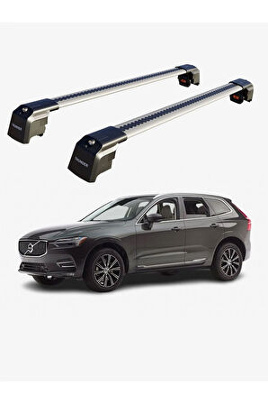 VOLVO XC60 2018-Sonrası TRX2 Thunder Carrier Kilitli Ara Atkı Taşıyıcı Tavan Barı Gri