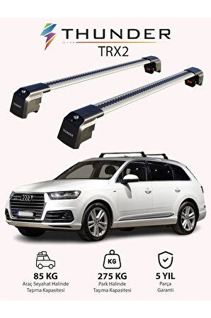 AUDI Q7 2016-Sonrası TRX2 Thunder Carrier Kilitli Ara Atkı Taşıyıcı Tavan Barı Gri