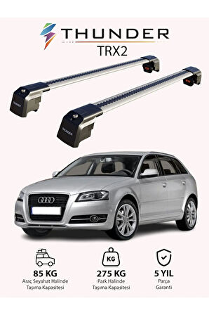 AUDI A3 SPORTBACK 2004-2012 TRX2 Thunder Carrier Kilitli Ara Atkı Taşıyıcı Tavan Barı Gri