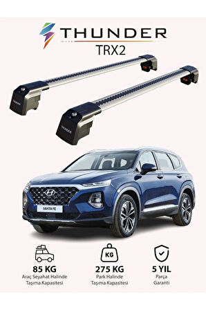 HYUNDAI SANTA FE 2019-Sonrası TRX2 Thunder Carrier Kilitli Ara Atkı Taşıyıcı Tavan Barı Gri