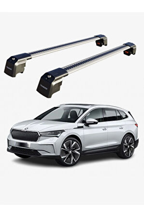 SKODA ENYAQ iV 2020-Sonrası TRX2 Thunder Carrier Kilitli Ara Atkı Taşıyıcı Tavan Barı Gri