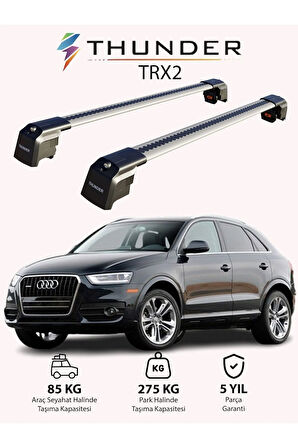 AUDI Q3 2012-2018 TRX2 Thunder Carrier Kilitli Ara Atkı Taşıyıcı Tavan Barı Gri