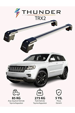 JEEP GRAND CHEROKEE 2011-Sonrası TRX2 Thunder Carrier Kilitli Ara Atkı Taşıyıcı Tavan Barı Gri