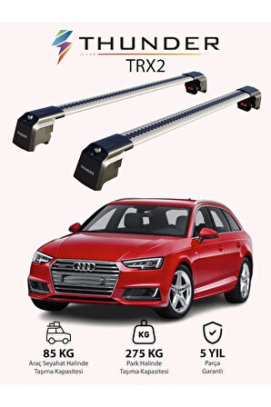 AUDI A4 AVANT 2016-Sonrası TRX2 Thunder Carrier Kilitli Ara Atkı Taşıyıcı Tavan Barı Gri