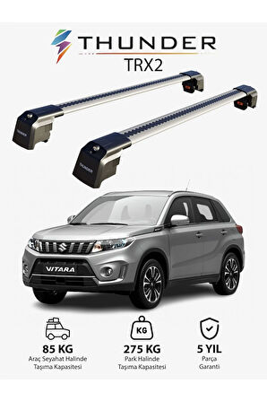 SUZUKI VITARA 2015-Sonrası TRX2 Thunder Carrier Kilitli Ara Atkı Taşıyıcı Tavan Barı Gri