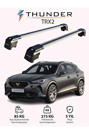CUPRA FORMENTOR 2020-Sonrası TRX2 Thunder Carrier Kilitli Ara Atkı Taşıyıcı Tavan Barı Gri