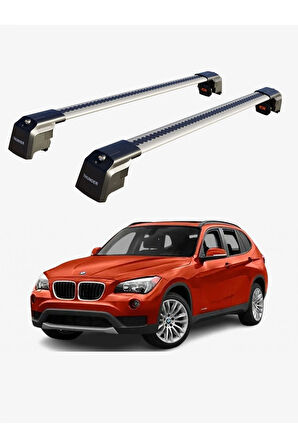 BMW X1 2009-2015 TRX2 Thunder Carrier Kilitli Ara Atkı Taşıyıcı Tavan Barı Gri
