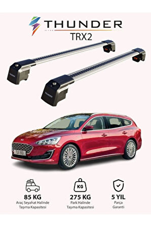 FORD FOCUS ESTATE 2019-Sonrası TRX2 Thunder Carrier Kilitli Ara Atkı Taşıyıcı Tavan Barı Gri