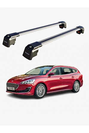 FORD FOCUS ESTATE 2019-Sonrası TRX2 Thunder Carrier Kilitli Ara Atkı Taşıyıcı Tavan Barı Gri