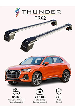 AUDI Q3 2019-Sonrası TRX2 Thunder Carrier Kilitli Ara Atkı Taşıyıcı Tavan Barı Gri