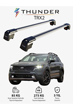 KIA SORENTO 2021-Sonrası TRX2 Thunder Carrier Kilitli Ara Atkı Taşıyıcı Tavan Barı Gri