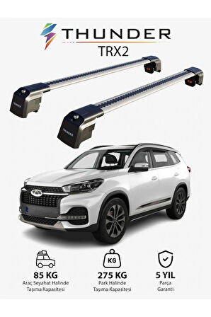 CHERY TIGGO 8 2018-Sonrası TRX2 Thunder Carrier Kilitli Ara Atkı Taşıyıcı Tavan Barı Gri