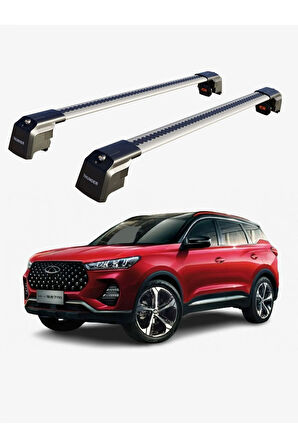 CHERY TIGGO 7 2016-2019 TRX2 Thunder Carrier Kilitli Ara Atkı Taşıyıcı Tavan Barı Gri