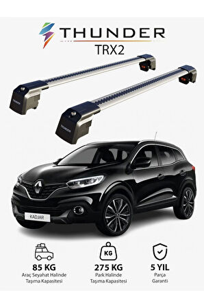 RENAULT KADJAR 2015-2022 TRX2 Thunder Carrier Kilitli Ara Atkı Taşıyıcı Tavan Barı Gri