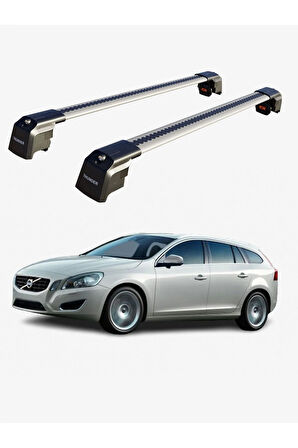 VOLVO V60 2011-2018 TRX2 Thunder Carrier Kilitli Ara Atkı Taşıyıcı Tavan Barı Gri
