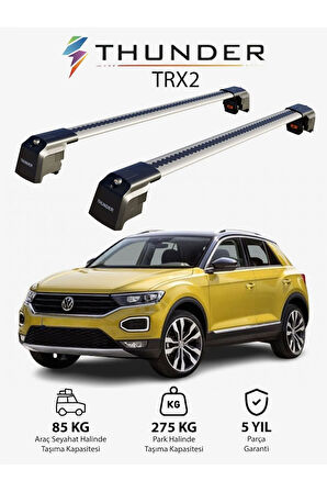 VOLKSWAGEN T-ROC 2017-Sonrası TRX2 Thunder Carrier Kilitli Ara Atkı Taşıyıcı Tavan Barı Gri