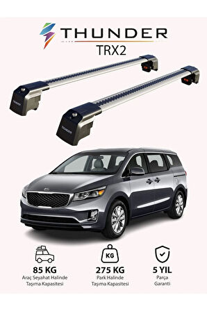 KIA SEDONA 2015-2021 TRX2 Thunder Carrier Kilitli Ara Atkı Taşıyıcı Tavan Barı Gri