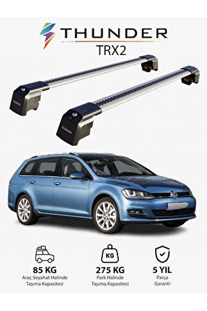 VOLKSWAGEN GOLF VARIANT 2012-Sonrası TRX2 Thunder Carrier Kilitli Ara Atkı Taşıyıcı Tavan Barı Siyah