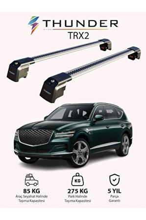 GENESIS GV80 2021-Sonrası TRX2 Thunder Carrier Kilitli Ara Atkı Taşıyıcı Tavan Barı Siyah