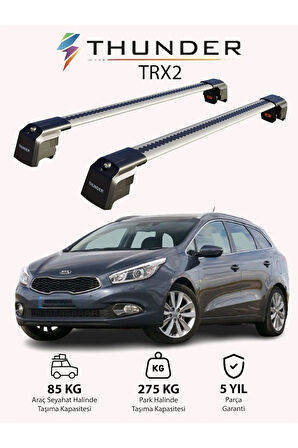 KIA CEED SPORTSWAGON 2013-2018 TRX2 Thunder Carrier Kilitli Ara Atkı Taşıyıcı Tavan Barı Siyah
