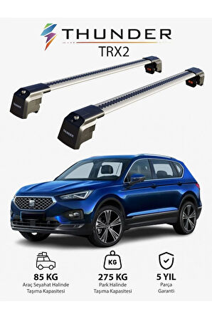 SEAT TARRACO 2019-Sonrası TRX2 Thunder Carrier Kilitli Ara Atkı Taşıyıcı Tavan Barı Siyah