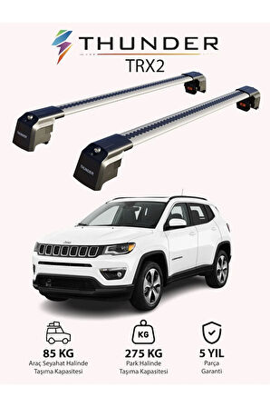 JEEP COMPASS 2017-Sonrası TRX2 Thunder Carrier Kilitli Ara Atkı Taşıyıcı Tavan Barı Siyah