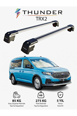 FORD CONNECT 2022-Sonrası TRX2 Thunder Carrier Kilitli Ara Atkı Taşıyıcı Tavan Barı Siyah