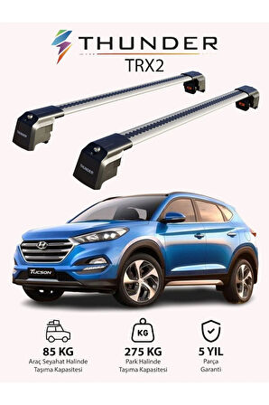 HYUNDAI TUCSON 2016-2021 TRX2 Thunder Carrier Kilitli Ara Atkı Taşıyıcı Tavan Barı Siyah