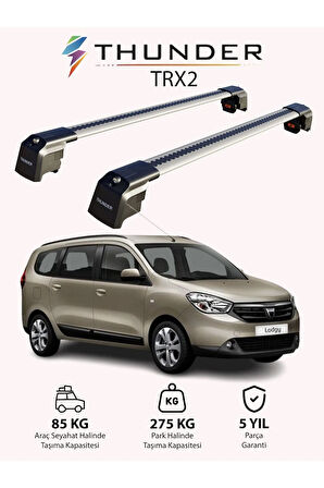 DACIA LODGY 2012-Sonrası TRX2 Thunder Carrier Kilitli Ara Atkı Taşıyıcı Tavan Barı Siyah