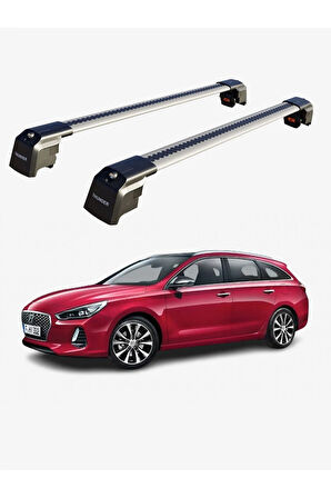 HYUNDAI i30 TOURER 2012-2016 TRX2 Thunder Carrier Kilitli Ara Atkı Taşıyıcı Tavan Barı Siyah