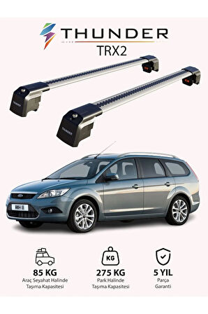 FORD FOCUS ESTATE 2011-2018 TRX2 Thunder Carrier Kilitli Ara Atkı Taşıyıcı Tavan Barı Siyah