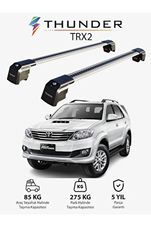 TOYOTA FORTUNER 2015-Sonrası TRX2 Thunder Carrier Kilitli Ara Atkı Taşıyıcı Tavan Barı Siyah