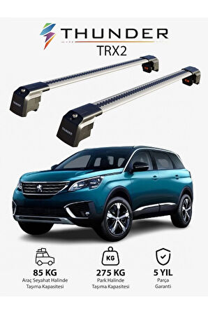 PEUGEOT 5008 2017-Sonrası TRX2 Thunder Carrier Kilitli Ara Atkı Taşıyıcı Tavan Barı Siyah