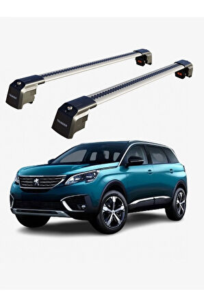PEUGEOT 5008 2017-Sonrası TRX2 Thunder Carrier Kilitli Ara Atkı Taşıyıcı Tavan Barı Siyah