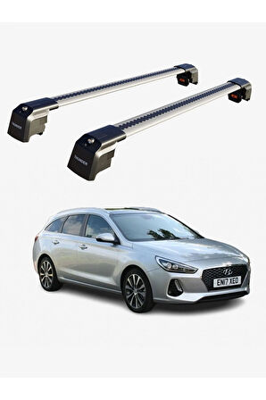 HYUNDAI i30 TOURER 2017-Sonrası TRX2 Thunder Carrier Kilitli Ara Atkı Taşıyıcı Tavan Barı Siyah
