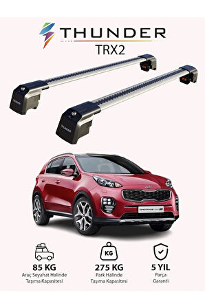 KIA SPORTAGE 2016-2021 TRX2 Thunder Carrier Kilitli Ara Atkı Taşıyıcı Tavan Barı Siyah