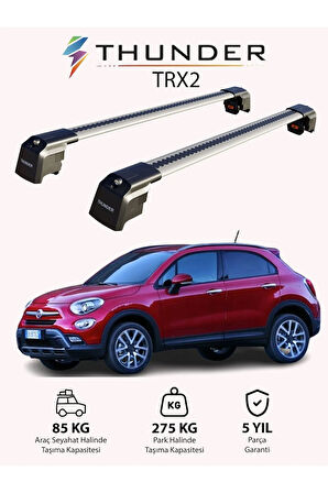 FIAT 500X 2014-Sonrası TRX2 Thunder Carrier Kilitli Ara Atkı Taşıyıcı Tavan Barı Siyah