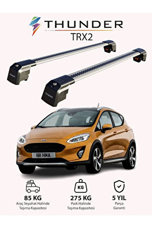 FORD FIESTA ACTIVE 2018-Sonrası TRX2 Thunder Carrier Kilitli Ara Atkı Taşıyıcı Tavan Barı Siyah
