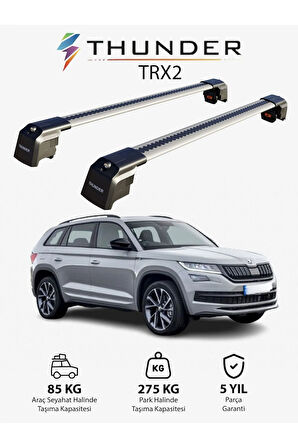 SKODA KODIAQ 2017-Sonrası TRX2 Thunder Carrier Kilitli Ara Atkı Taşıyıcı Tavan Barı Siyah