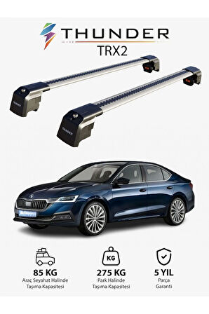 SKODA OCTAVIA 2020-Sonrası TRX2 Thunder Carrier Kilitli Ara Atkı Taşıyıcı Tavan Barı Siyah