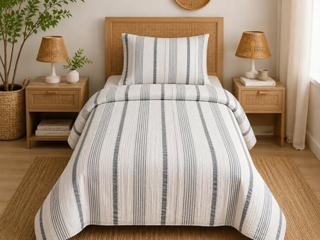 TRUYTOWEL   TEK KİŞİLİK MÜSLİN YÜZDE YÜZ PAMUK %100 PAMUK ÇİFT KAT  NEVRESİM TAKIMI