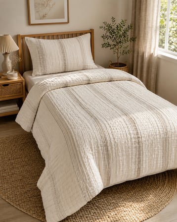 TRUYTOWEL   TEK KİŞİLİK MÜSLİN YÜZDE YÜZ PAMUK %100 PAMUK ÇİFT KAT  NEVRESİM TAKIMI