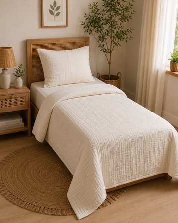 TRUYTOWEL   TEK KİŞİLİK MÜSLİN YÜZDE YÜZ PAMUK %100 PAMUK ÇİFT KAT  NEVRESİM TAKIMI