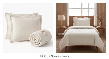 TRUYTOWEL   TEK KİŞİLİK MÜSLİN YÜZDE YÜZ PAMUK %100 PAMUK ÇİFT KAT  NEVRESİM TAKIMI