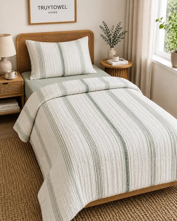 TRUYTOWEL   TEK KİŞİLİK MÜSLİN YÜZDE YÜZ PAMUK %100 PAMUK ÇİFT KAT  NEVRESİM TAKIMI